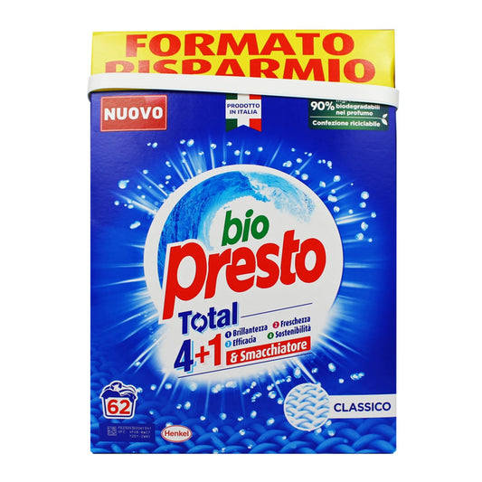 BIO PRESTO POLVERE TOTAL 4+1 FORMATO RISPARMIO 62 LAVAGGI CLASSICO