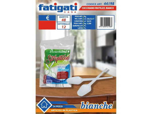 FATIGATI STREPITOSO CUCCHIAINO RIUTILIZZABILE BIANCO 24PZ