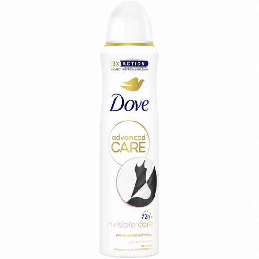 DOVE DEO SPRAY 250ML ADVANCED CARE INVISIBLE CARE WATERLILY & ROSA SCENT 72H