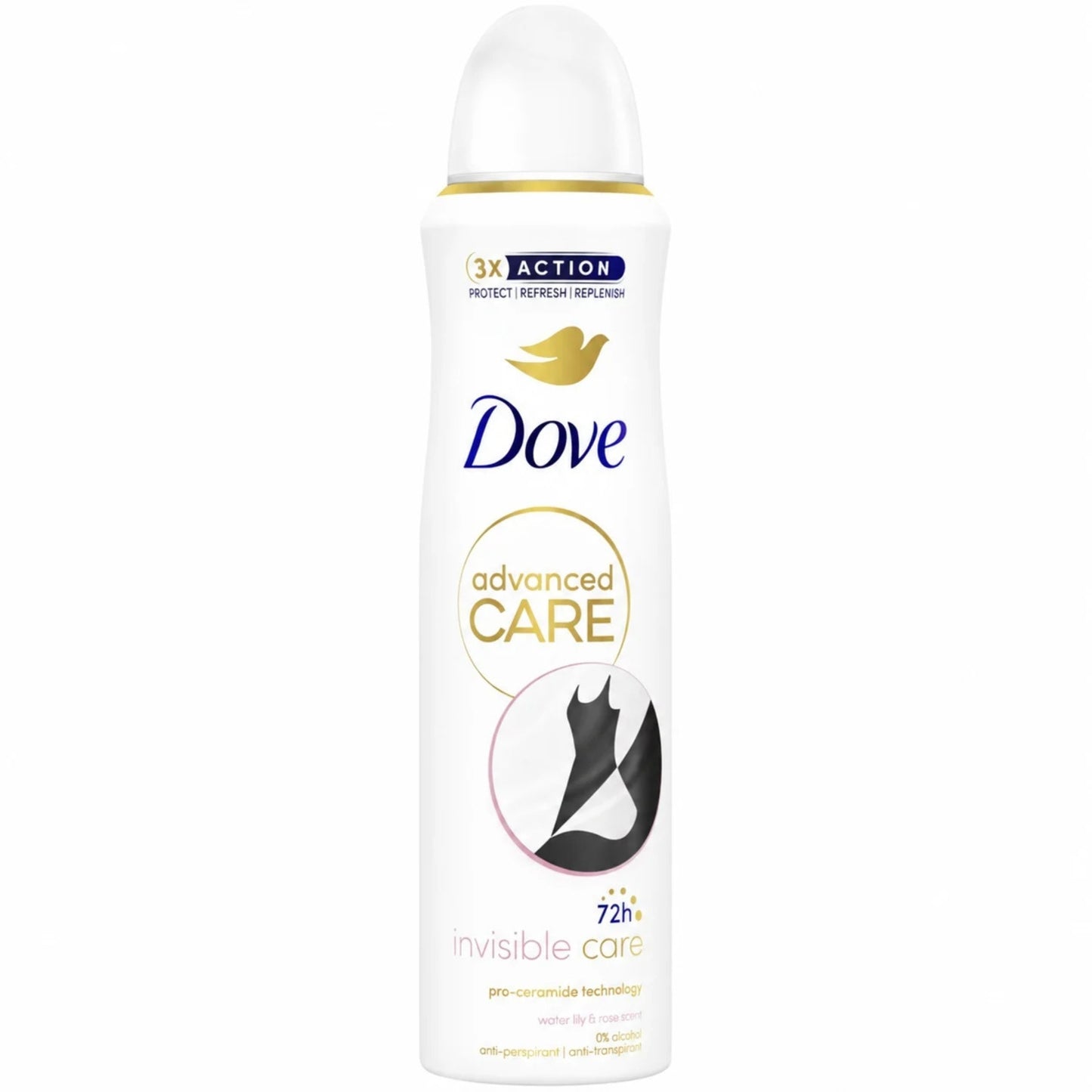DOVE DEO SPRAY 250ML ADVANCED CARE INVISIBLE CARE WATERLILY & ROSA SCENT 72H