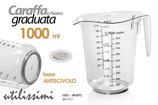 GICOS CARAFFA GRADUATA PLASTICA TRASPARENTE 1L BASE ANTISCIVOLO