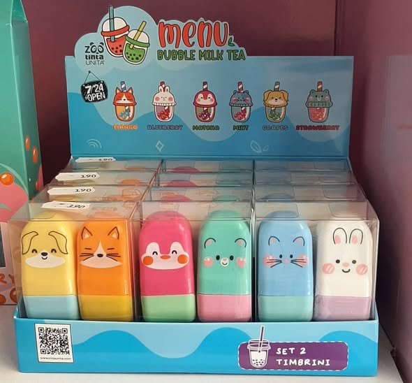 TINTA UNITA ZOO BUBBLE TEA SET 2 TIMBRINI ROLLER
