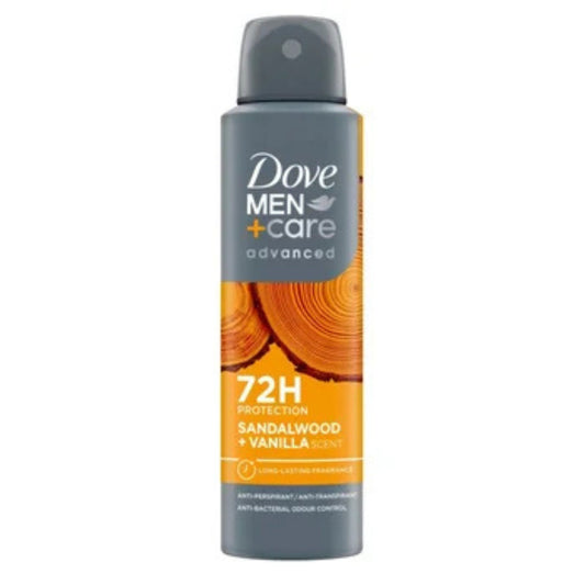 DOVE MEN+CARE DEO SPRAY 250ML ADVANCED CARE SANDALWOOD + VANILLA SCENT 72H