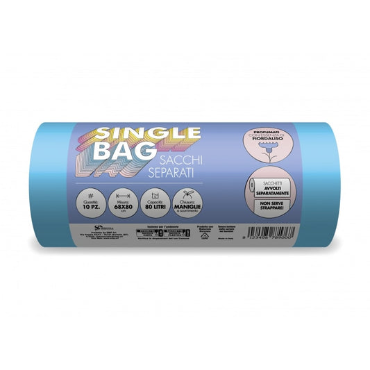 SMP SINGLE BAG 68X80 80LT CON MANIGLIE 10PZ FIORDALISO BLU