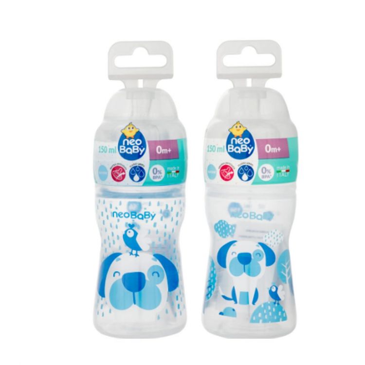 NEOBABY BIBERON PLASTICA COLLO SILICONE 150ML 0M+