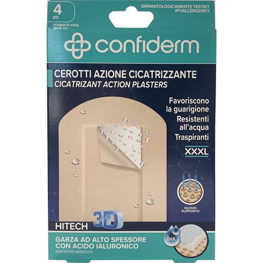 CONFIDERM CEROTTI AZIONE CICATRIZZANTE XXXL CM.10X15 4PZ ACIDO IALURONICO