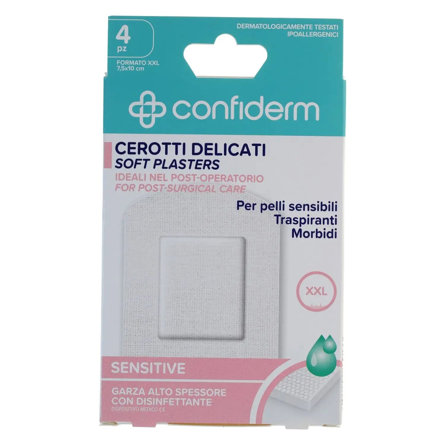 CONFIDERM CEROTTI DELICATI POST-OPERATORIO SENSITIVE XXL CM.7,5X10 4PZ