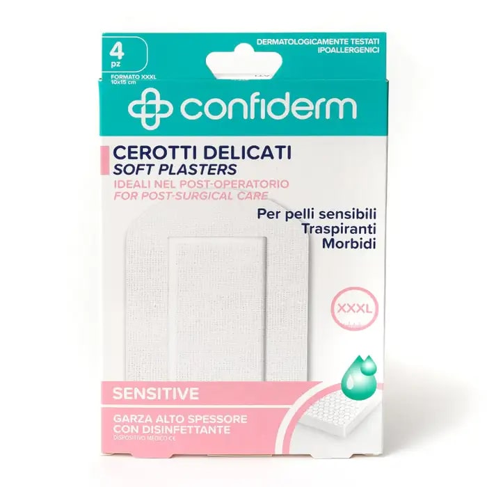 CONFIDERM CEROTTI DELICATI POST-OPERATORIO SENSITIVE XXXL CM.10X15 4PZ