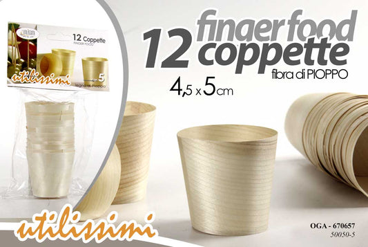 GICOS 12 COPPETTE FINGERFOOD FIBRA DI PIOPPO CM.4,5X5