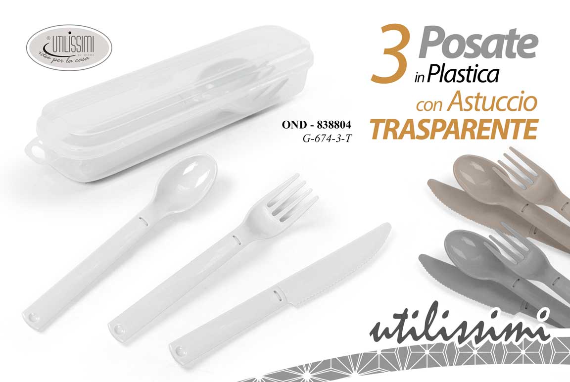 GICOS 3 POSATE IN PLASTICA CON ASTUCCIO TRASPARENTE