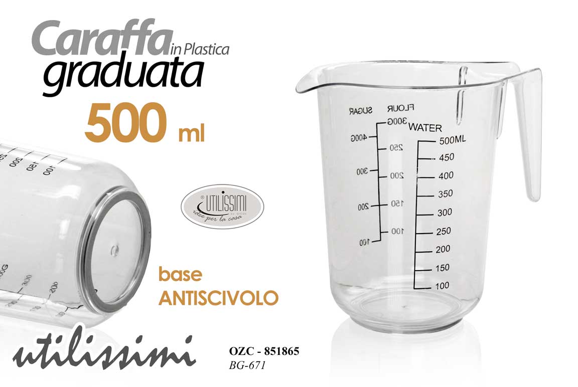 GICOS CARAFFA GRADUATA PLASTICA TRASPARENTE 500ML BASE ANTISCIVOLO