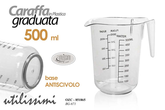 GICOS CARAFFA GRADUATA PLASTICA TRASPARENTE 500ML BASE ANTISCIVOLO