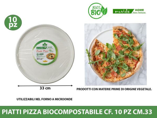 MOVIDA BIO HOME PIATTI PIZZA POLPA DI CELLULOSA 33CM 10PZ