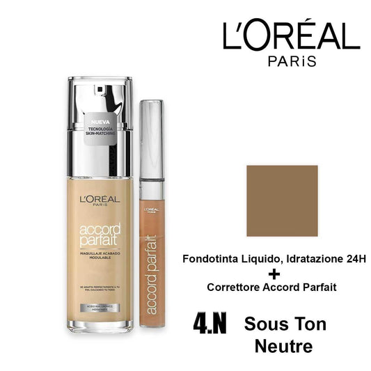 L'OREAL ACCORD PARFAIT FDT 4.N+CORRETTORE 4.N