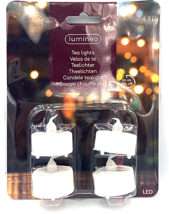 LUMINEO CANDELE TEA LIGHTS LED 4PZ