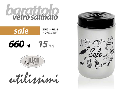 GICOS BARATTOLO VETRO SATINATO TONDO BIANCO 660ML 15CM SALE