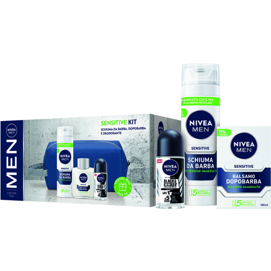 NIVEA MEN SENSITIVE KIT CONFEZIONE SCHIUMA DA BARBA,DOPOBARBA E DEODORANTE