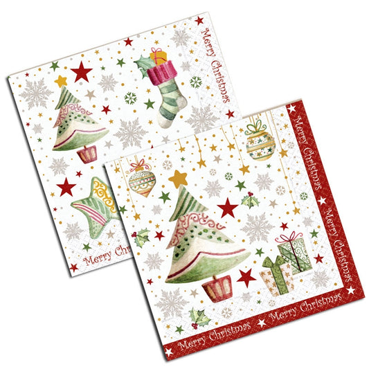 BIBO 20 TOVAGLIOLI IN OVATTA 2 VELI 33X33 ASSORTITO XMAS CARD