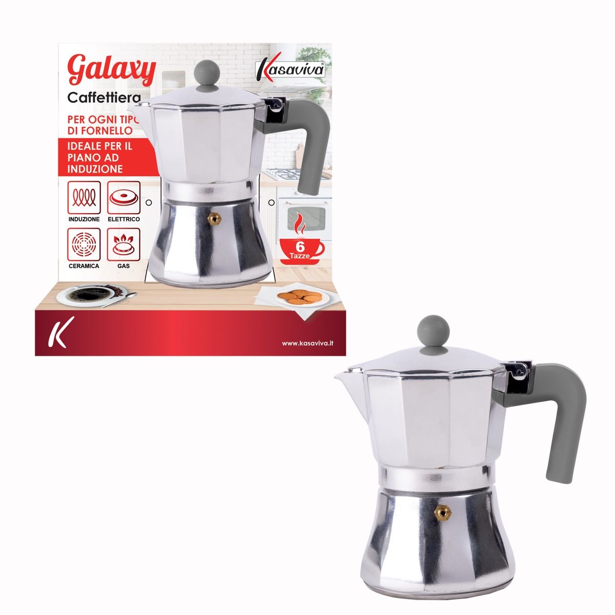 KASAVIVA GALAXY CAFFETTIERA INDUZIONE 6 TAZZE