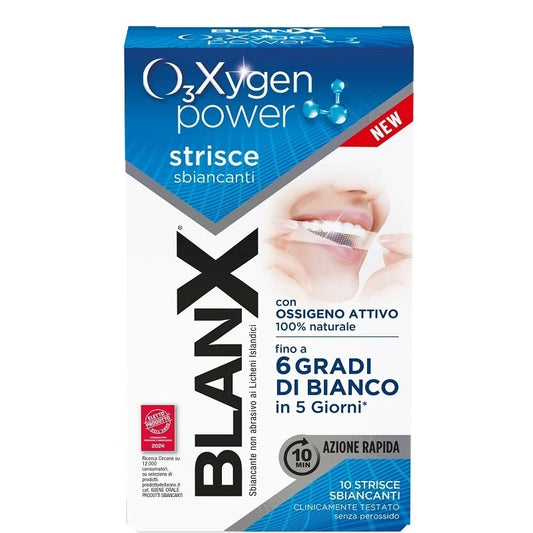 BLANX O3XYGEN POWER STRISCE SBIANCANTI 10PZ 6 GRADI DI BIANCO IN 5 GIORNI