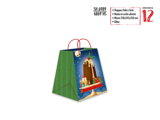 CROMO NB SHOPPER DOLCI DI NATALE SU SFONDO NOTTURNO SH.6989