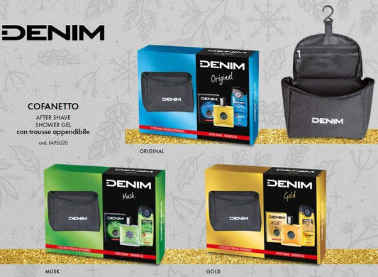 DENIM CONFEZIONE TROUSSE ORIGINAL AFTERSHAVE 100ML+SHOWER GEL 250ML+TROUSSE APPENDIBILE