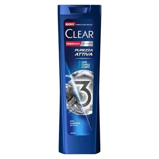 CLEAR MEN SHAMPOO 225ML ANTIFORFORA 3IN1 PUREZZA ATTIVA CON CARBONE ATTIVO