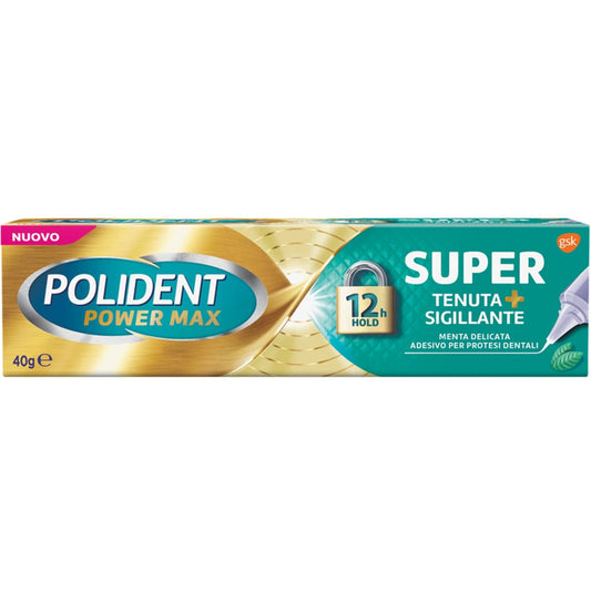 POLIDENT ADESIVO PROTESI DENTALE 40G POWER MAX SUPER TENUTA + SIGILLANTE MENTA DELICATA