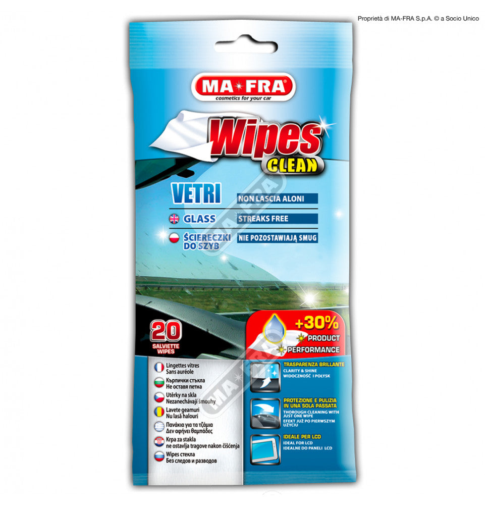 MAFRA WIPES CLEAN VETRI SALVIETTE 20PZ BLUE