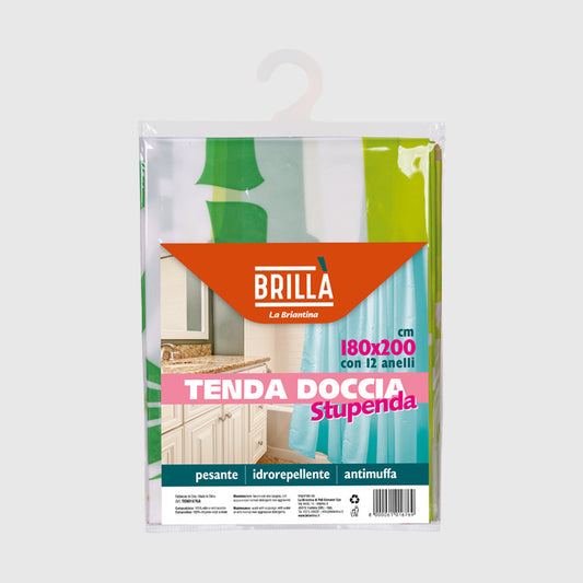 BRILLA' TENDA DOCCIA STUPENDA CON 12 ANELLI CM.180X200