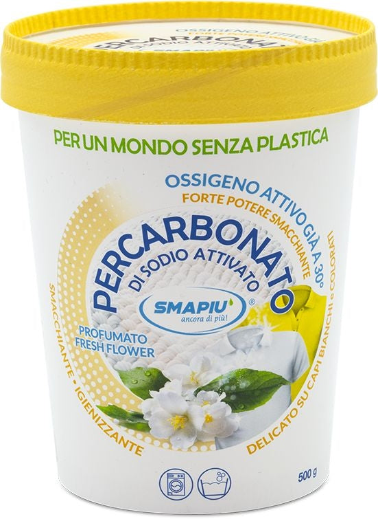 SMAPIU' PERCARBONATO DI SODIO ATTIVATO POLVERE 500G DELICATO SU CAPI BIANCHI E COLORATI PROFUMATO FRESH FLOWER