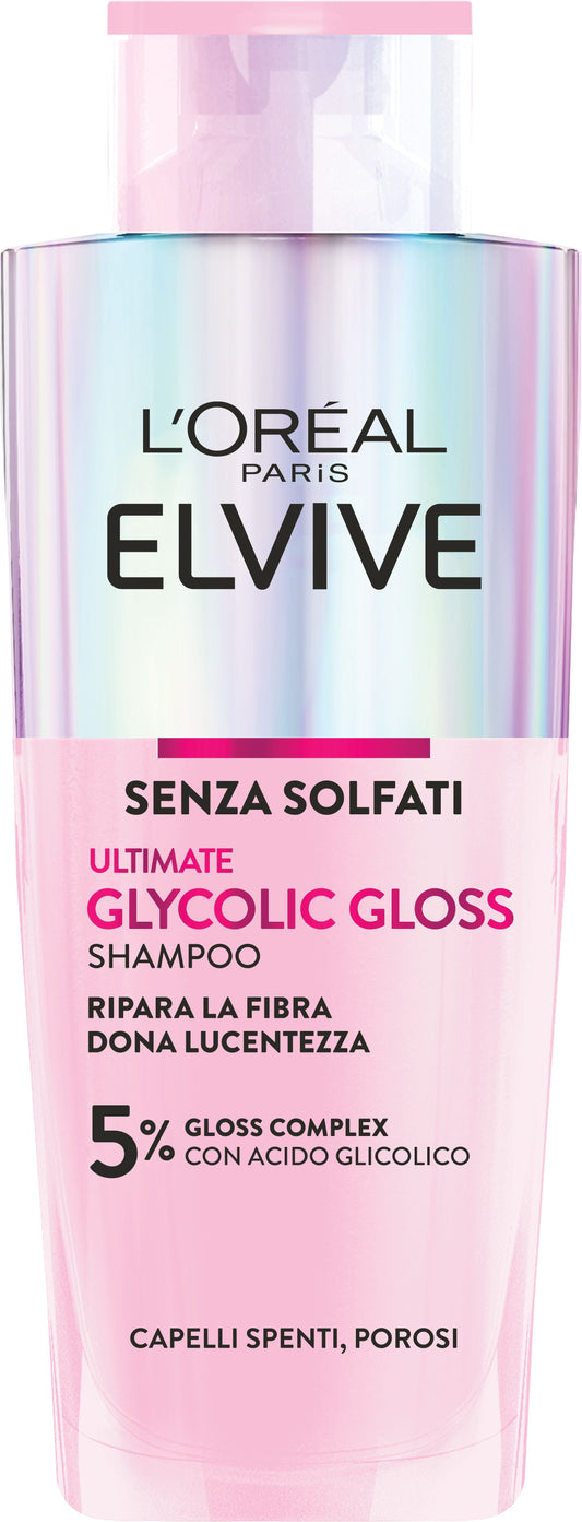 L'OREAL ELVIVE ULTIMATE GLYCOLIC GLOSS SHAMPOO 200ML 5% GLOSS COMPLEX CON ACIDO GLICOLICO