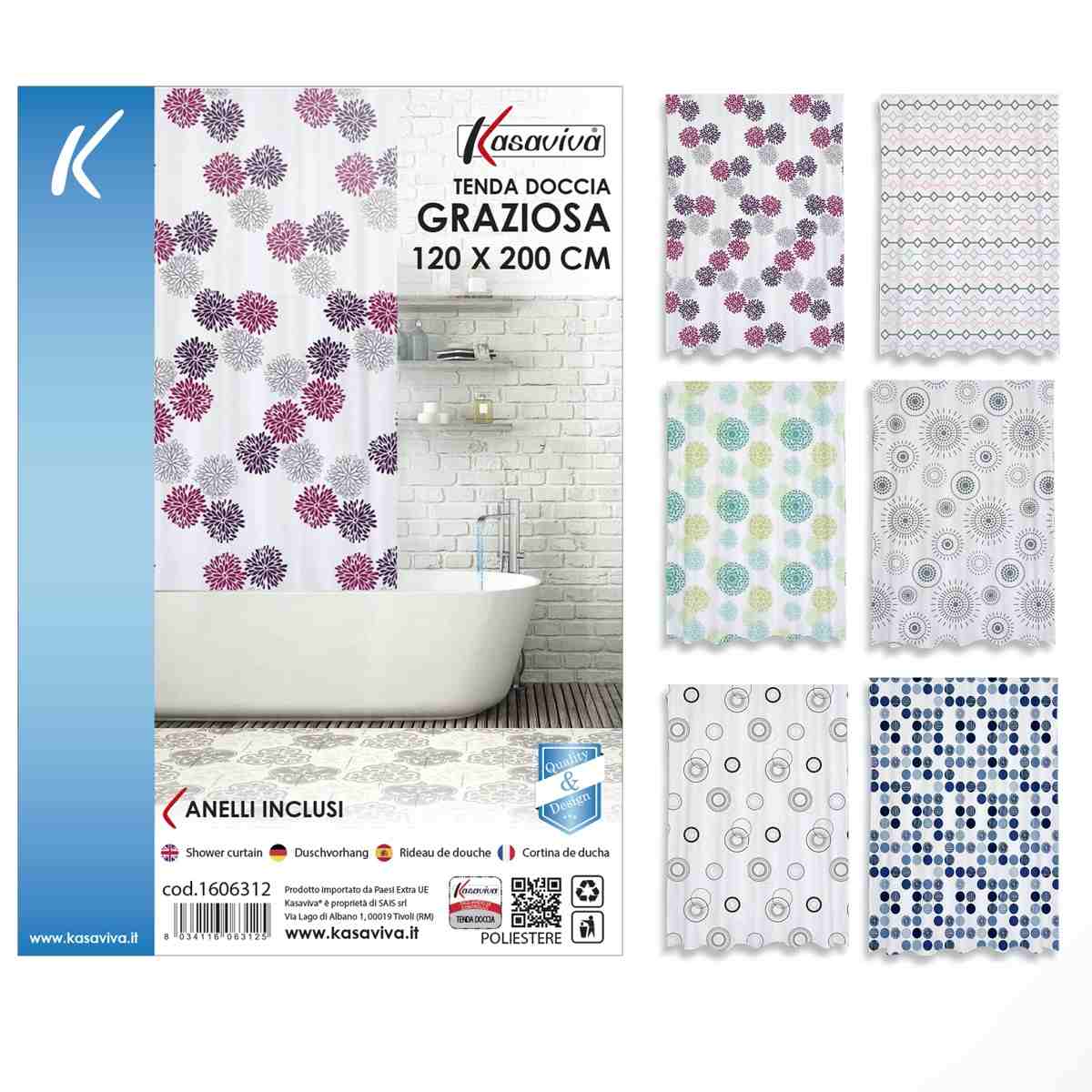 KASAVIVA TENDA DOCCIA GRAZIOSA CM.120X200 ASSORTITA