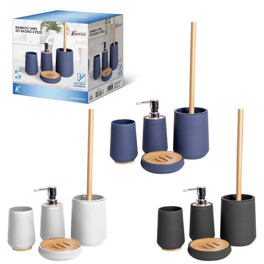 KASAVIVA BAMBOO LINES SET BAGNO 4 PEZZI ASSORTITO