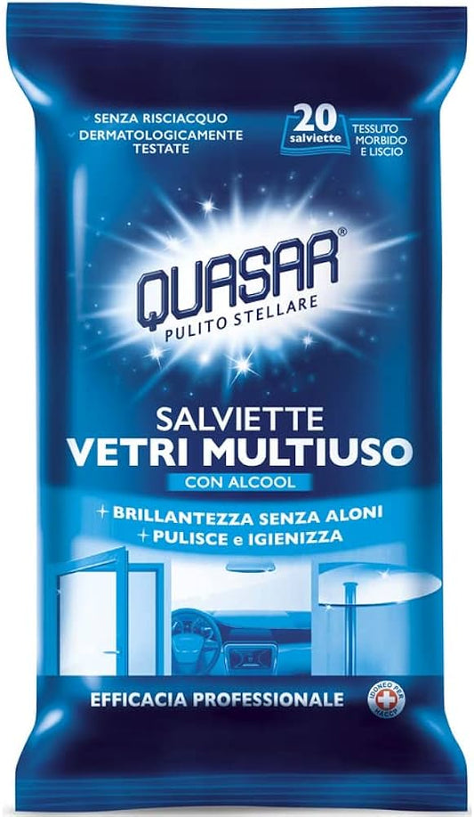 QUASAR SALVIETTE VETRI MULTIUSO CON ALCOOL 10PZ