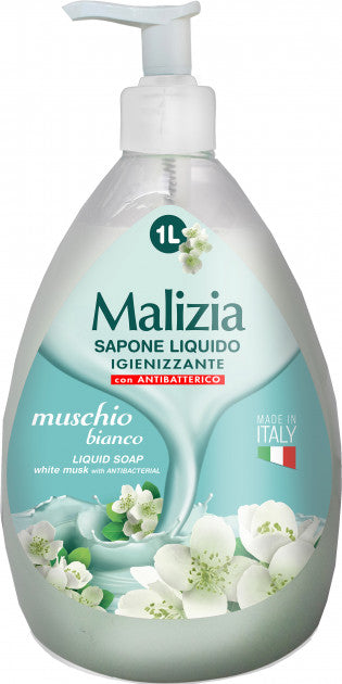 MALIZIA SAPONE LIQUIDO 1L IGIENIZZANTE CON ANTIBATTERICO MUSCHIO BIANCO