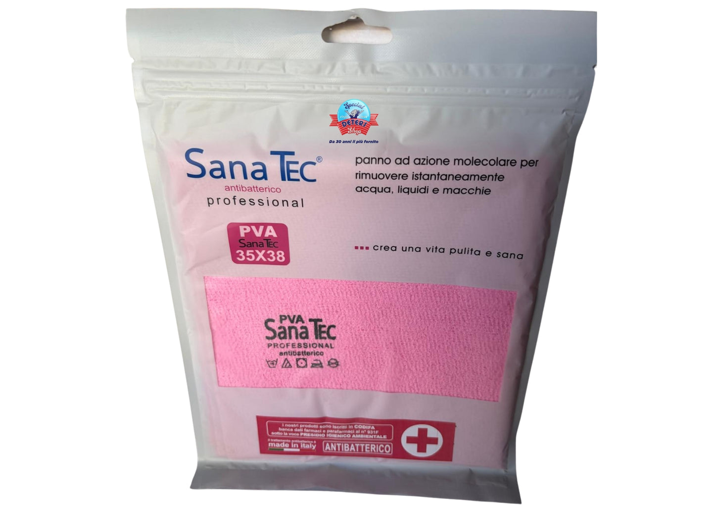 SANA TEC PROFESSIONAL ANTIBATTERICO PANNO PVA CM.35X38 ROSA