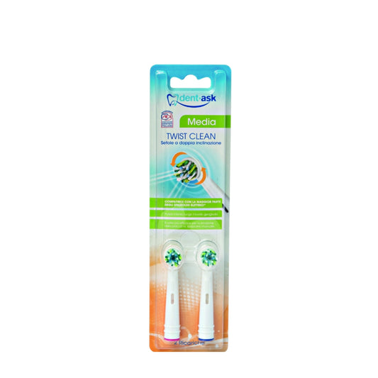 DENT-ASK REFILL TESTINE SPAZZOLINO ELETTRICO TWIST CLEAN COMPATIBILI ORAL-B