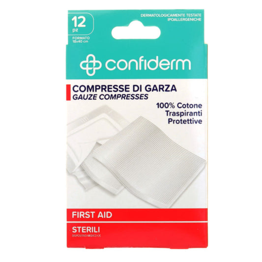 CONFIDERM COMPRESSE DI GARZA STERILI CM.18X40 12PZ