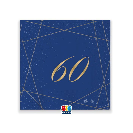 BIG PARTY 20 TOVAGLIOLI 25X25 60 ANNI BLUE GOLD