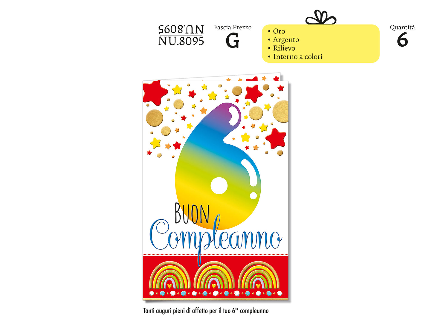 CROMO NB BIGLIETTO COMPLEANNO 6 ANNI NU.8095