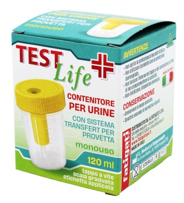 FATIGATI TEST LIFE CONTENITORE PER URINE 120ML CON SISTEMA TRANSFERT PER PROVETTA