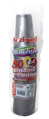 FATIGATI BELLE FESTE BICCHIERI 200CC LAVABILI& RIUTILIZZABILI 50PZ ARGENTO