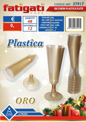 FATIGATI BICCHIERI PLASTICA FLUTE 6PZ ORO