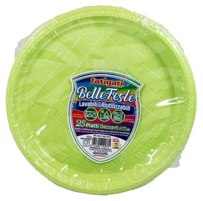 FATIGATI BELLE FESTE PIATTI DESSERT LAVABILI& RIUTILIZZABILI 25PZ VERDE ACIDO