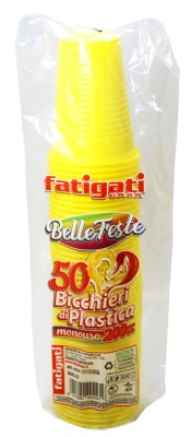 FATIGATI BELLE FESTE BICCHIERI 200CC LAVABILI& RIUTILIZZABILI 50PZ GIALLO