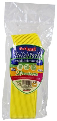 FATIGATI BELLE FESTE FORCHETTE PLASTICA LAVABILI& RIUTILIZZABILI 20PZ GIALLO