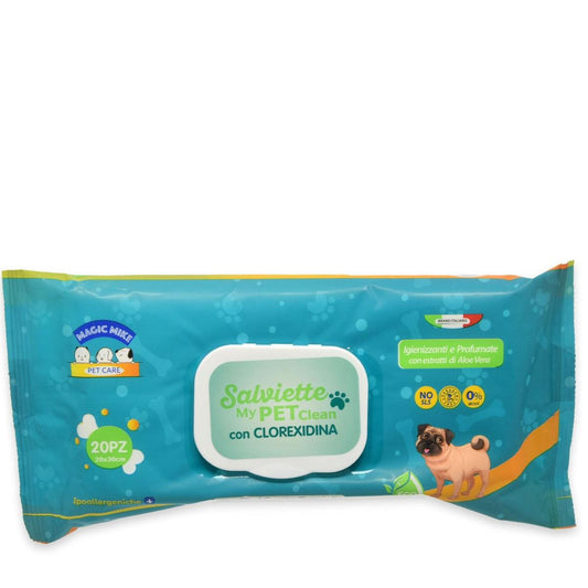 CLENDY MAGIC MIKE SALVIETTE MY PET CLEAN CON CLOREXIDINA 20PZ