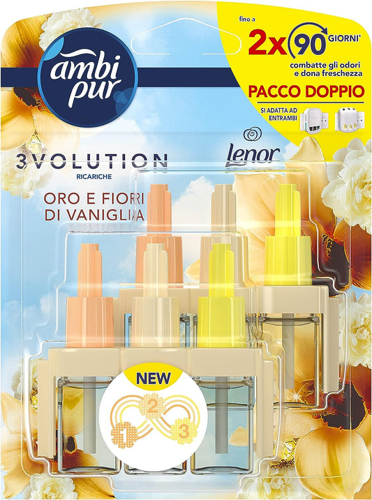 AMBIPUR 3VOLUTION RICARICA 2X20ML PACCO DOPPIO LENOR ORO E FIORI DI VANIGLIA