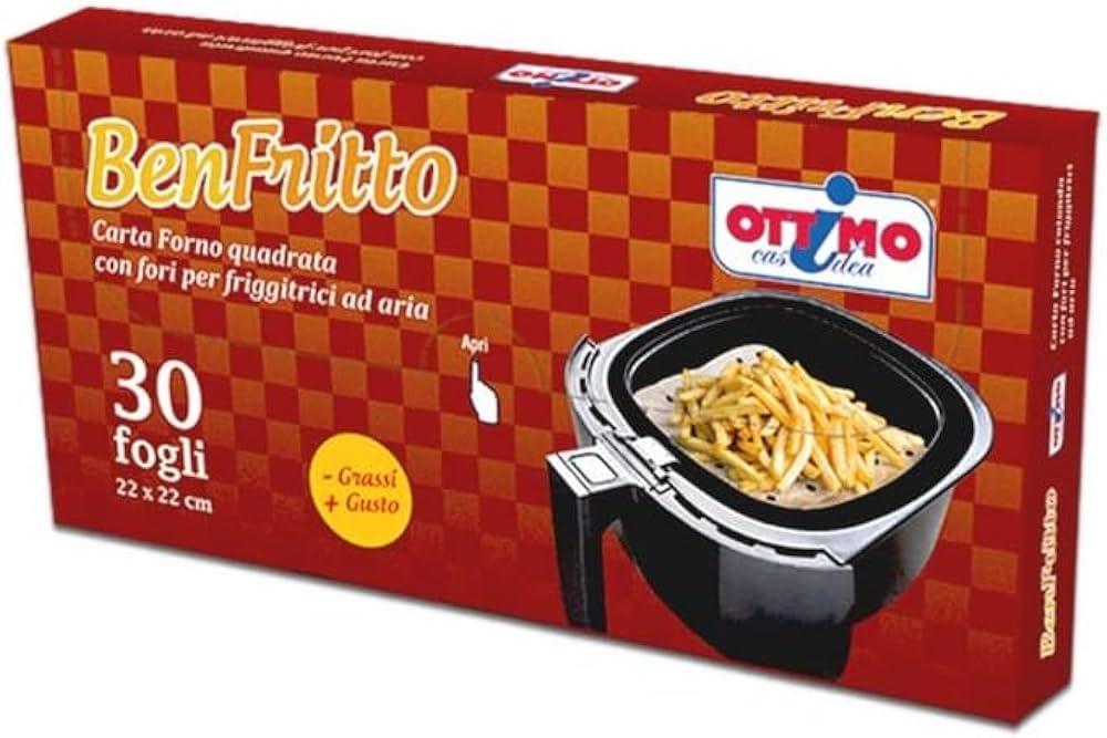 OTTIMO BEN FRITTO CARTA FORNO ROTONDA CON FORI PER FRIGGITRICE AD ARIA CM.22 30 FOGLI ROTONDI